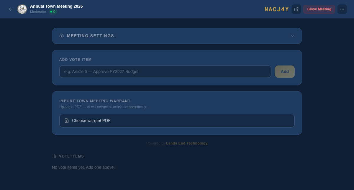 Control panel — empty
